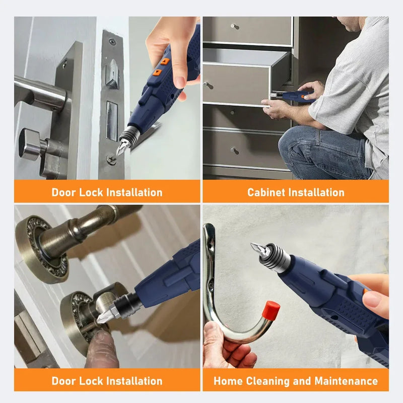 Cordless Electric Screwdriver with LED Lights & USB Rechargeable