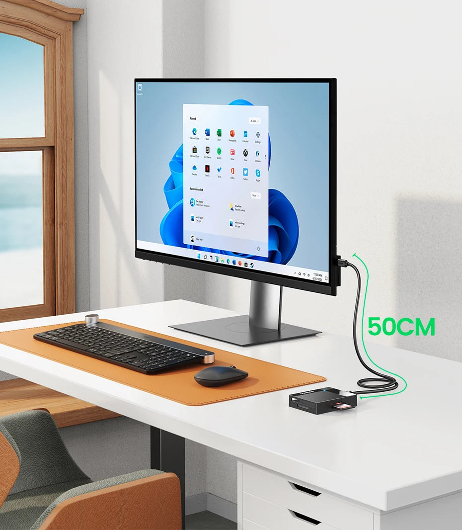 4-in-1 USB 3.0 Card Reader with USB-C Adapter