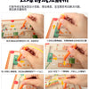 A wooden magnetic color sorting maze board showing hands manipulating colored magnetic pieces to guide a yellow track.