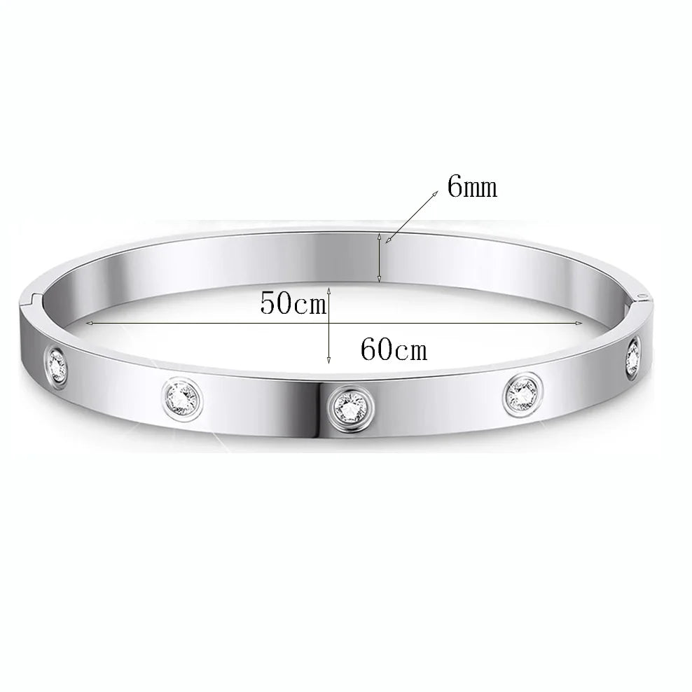 Silver tennis bracelet and bangle set with 6mm width and 50cm to 60cm length.