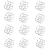 A set of twelve decorative metal napkin rings featuring a hollow-out geometric pattern.