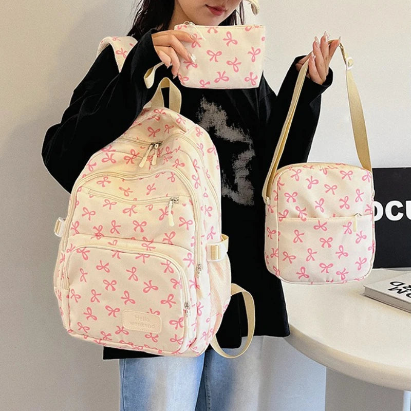 Korean Fashion Bow Print Backpack