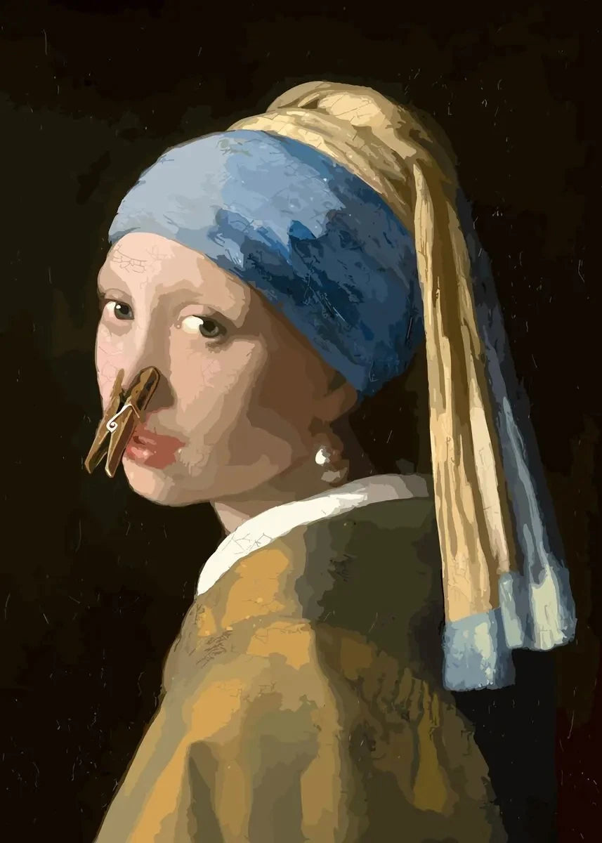 Mona Lisa Funny Bathroom Wall Art Canvas Print