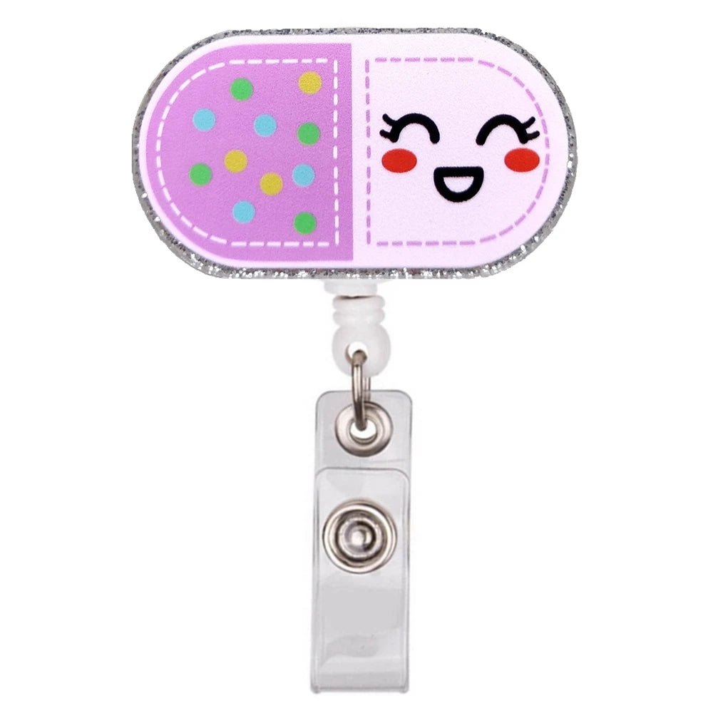 Glitter Acrylic Retractable ID Badge Reel