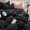 Solid Black Microfiber Duvet Cover Set with Pillowcases