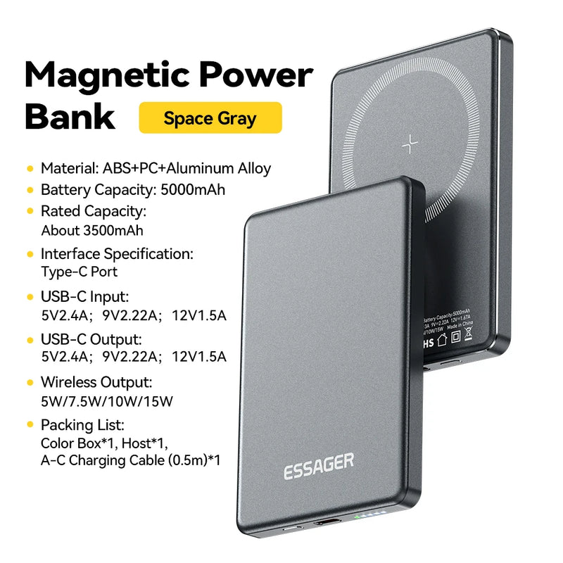 MagSafe-Compatible Wireless Power Bank, 5000mAh, 20W Fast Charge