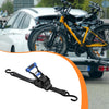 Black and blue retractable ratchet tie-down straps with auto-retract mechanism