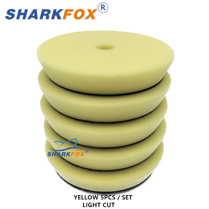 Yellow polishing sponge pads set of five for car detailing and polishing