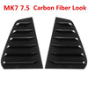 A pair of black carbon fiber look side rear window louver shutter covers for VW Golf MK7.