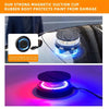 A magnetic suction cup rubber boot protects paint on a car surface, with an LED strobe light illuminating the area.