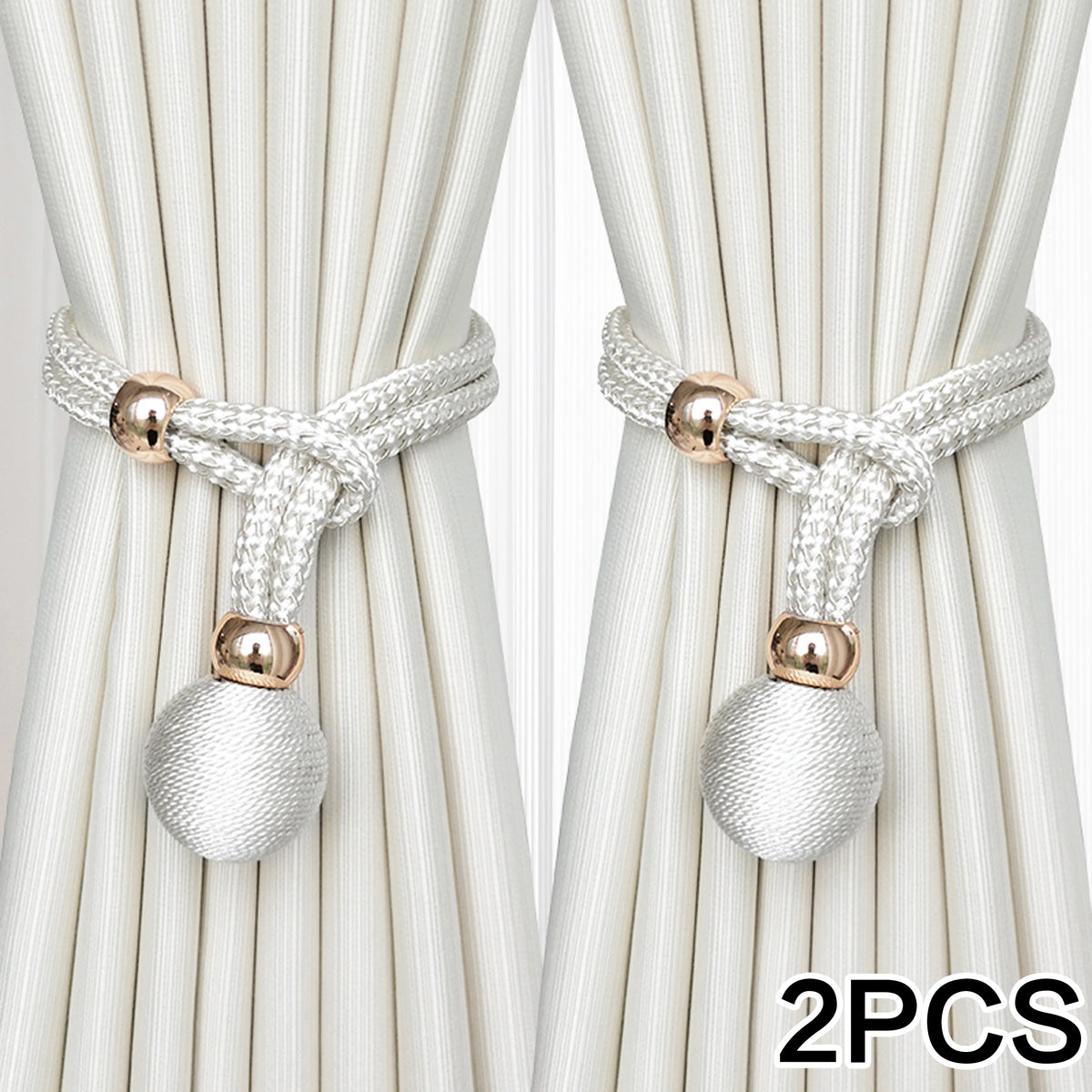 Adjustable French Ball Curtain Tiebacks (Set of 2)