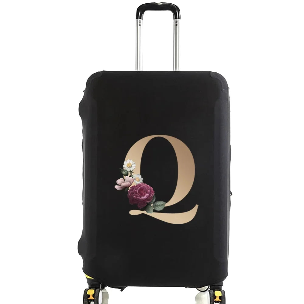 Elastic Luggage Cover with Gold Letter Design