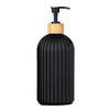 Refillable Matte Black Soap Dispenser with Wooden Tag