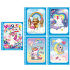A set of six reusable magic water drawing books featuring colorful illustrations and rainbows for children.