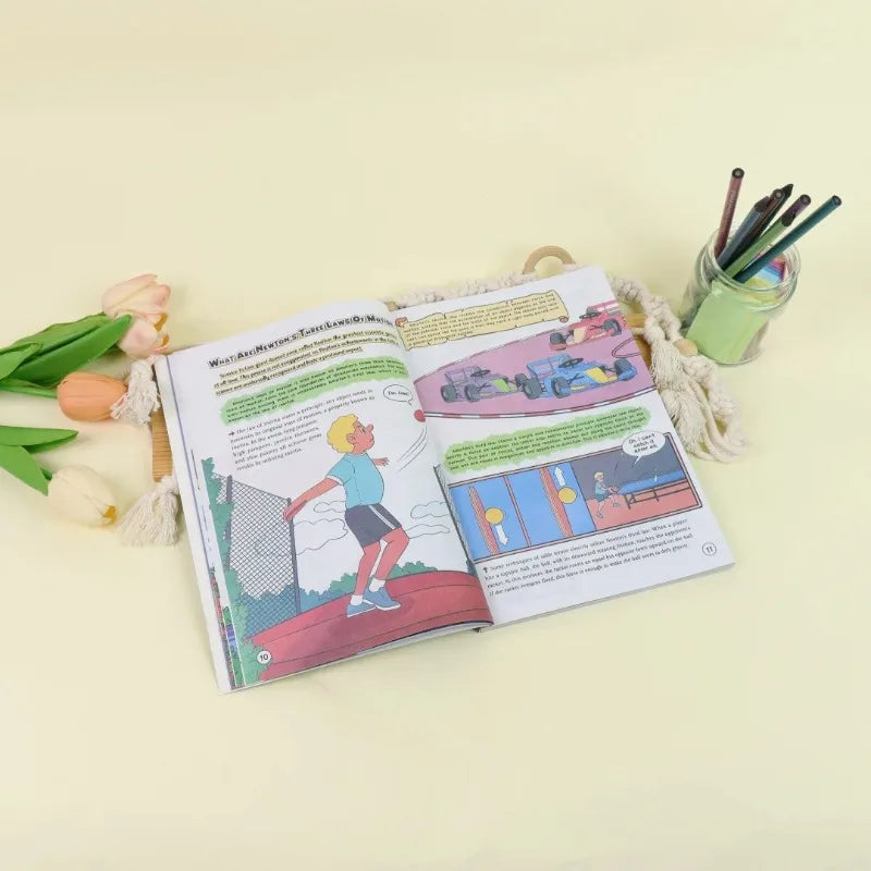 A set of two comic books for kids featuring science and life wisdom topics, displayed on a light background.