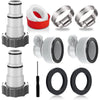 A set of pool hose adapters and fittings used to connect filter pumps, including various sized rings and connectors.