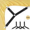 Adjustable Triangle Bed Sheet Clips with Elastic Straps (4-Pack)