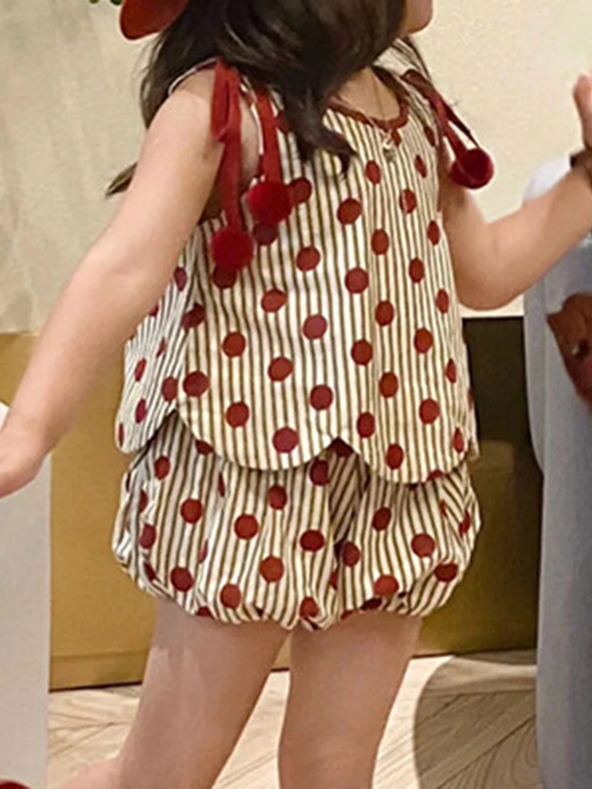 Girls' Sleeveless Dot Print Tank Top and Lantern Shorts Set