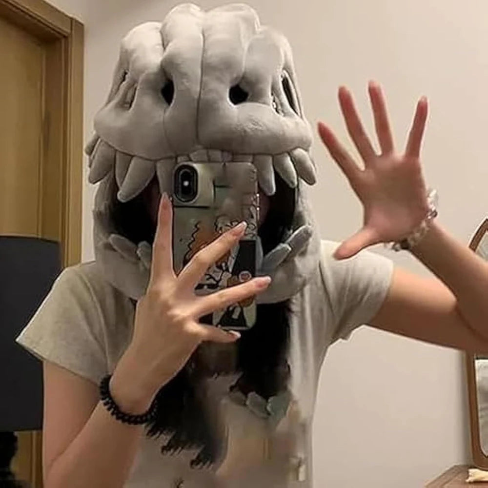 Funny Dinosaur Skeleton Plush Hat Costume