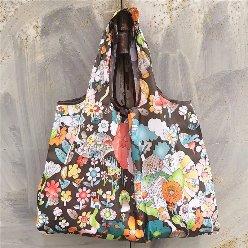 Foldable Eco-Friendly Shopping Bag with Cartoon Print