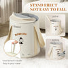 A white foldable foot bath basin with a lid and storage bag is shown standing upright on a white rug.