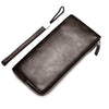 Schwarzes Leder-Geldbeutel-Clutch für Herren mit Lederriemen und Reißverschluss