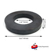 Black ceramic ring magnet with a center hole, 100mm in diameter, and an axial magnetic orientation.