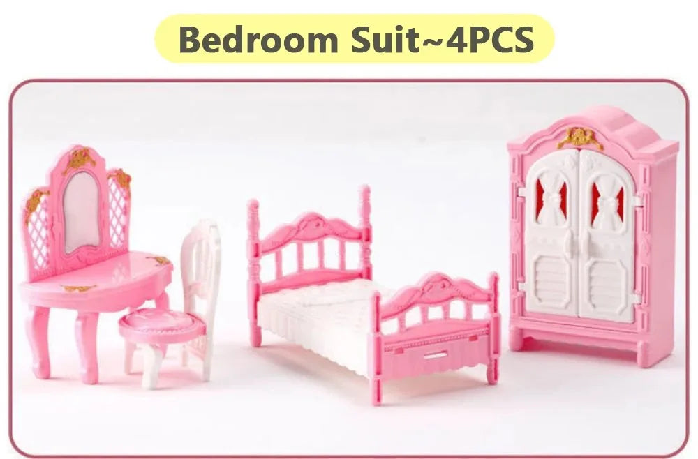 Kawaii Pink Dollhouse Kitchen Furniture Play Set