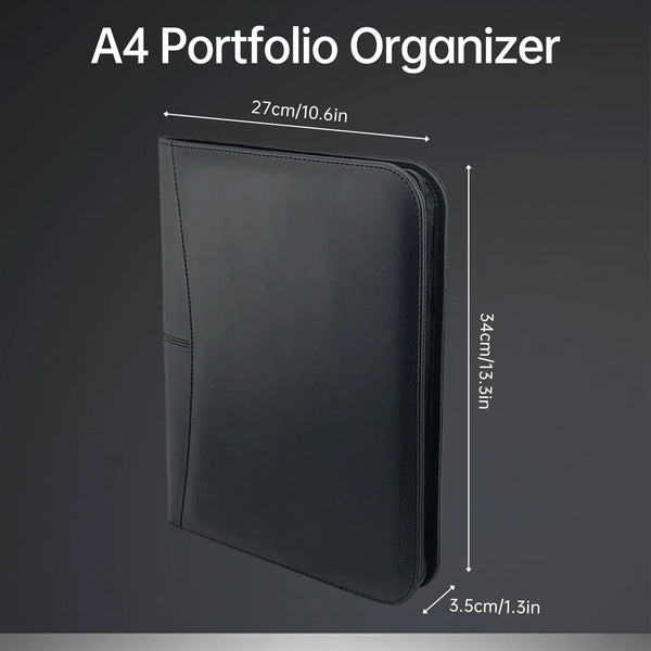 Zippered PU Leather Business Padfolio