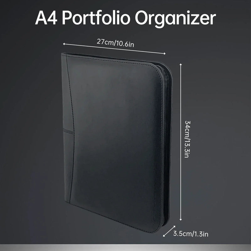 Zippered PU Leather Business Padfolio