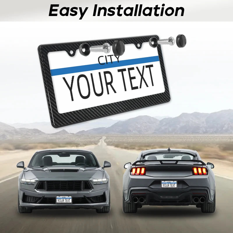 Carbon Fiber License Plate Frame with Anti-Rust Protection