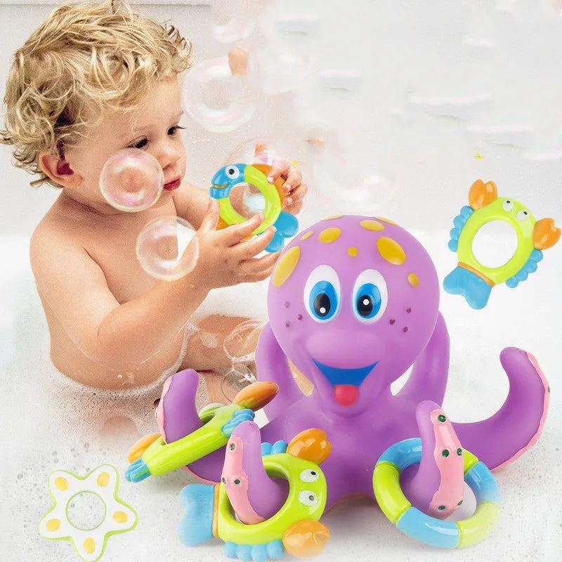 Floating Octopus Bath Toy with Ring Toss Game