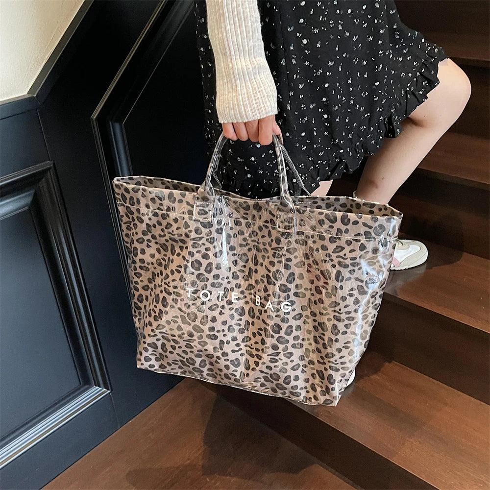 Leopard Print PVC Large Tote Bag