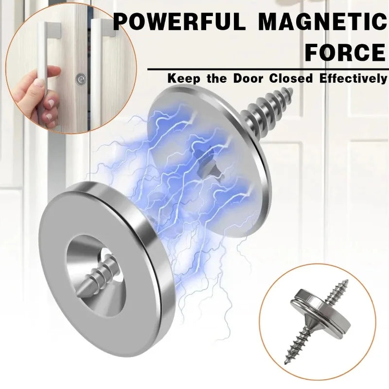 A close-up view of a magnetic door catch mechanism used to keep doors closed effectively.