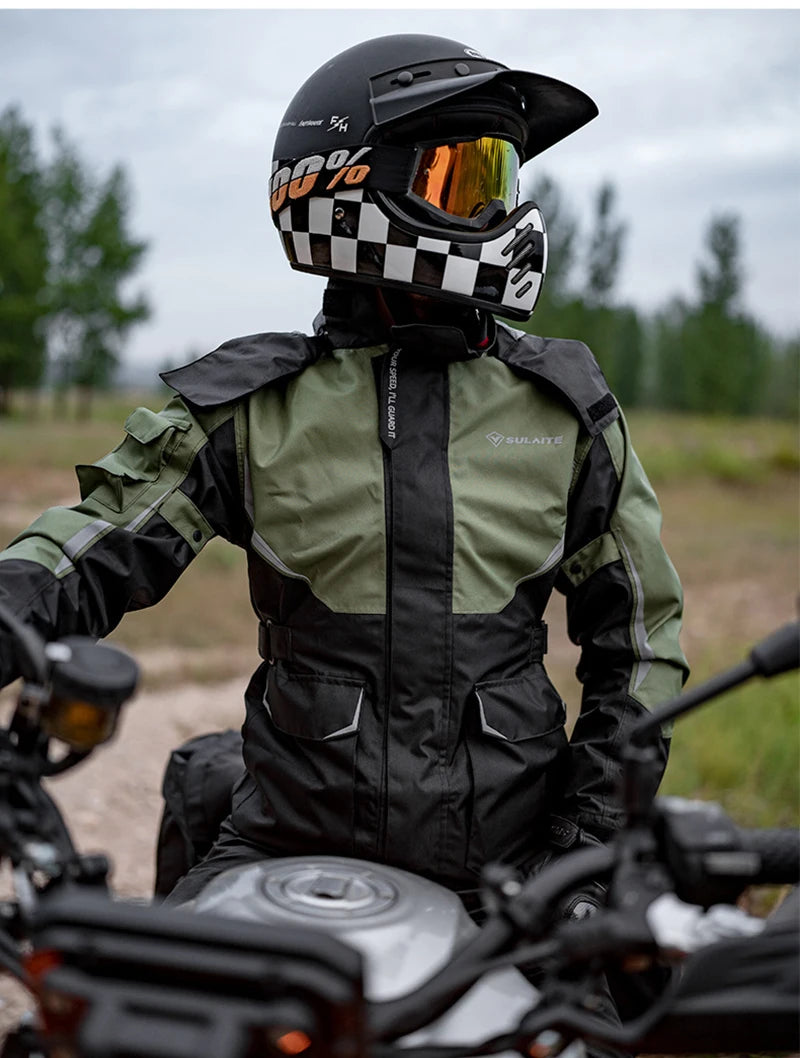 Men's Waterproof Motorcycle Rain Suit with Breathable Fabric