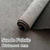 Roll of gray suede fabric with a foam backing, showing the thickness is 4mm.