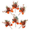 Burnt Orange Silk Boutonniere Set for Wedding Groom and Groomsmen