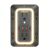 A gray wall charger outlet featuring a glowing light strip and multiple USB ports.