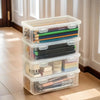 Large Clear Plastic Storage Box with Hinged Lid – 12L, 21 x 14 x 8 cm, Office & Jewelry Organizer
