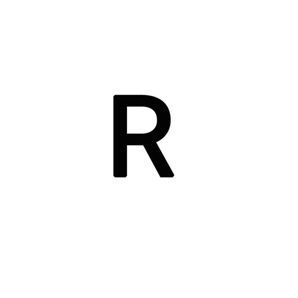 A black letter R on a white background.