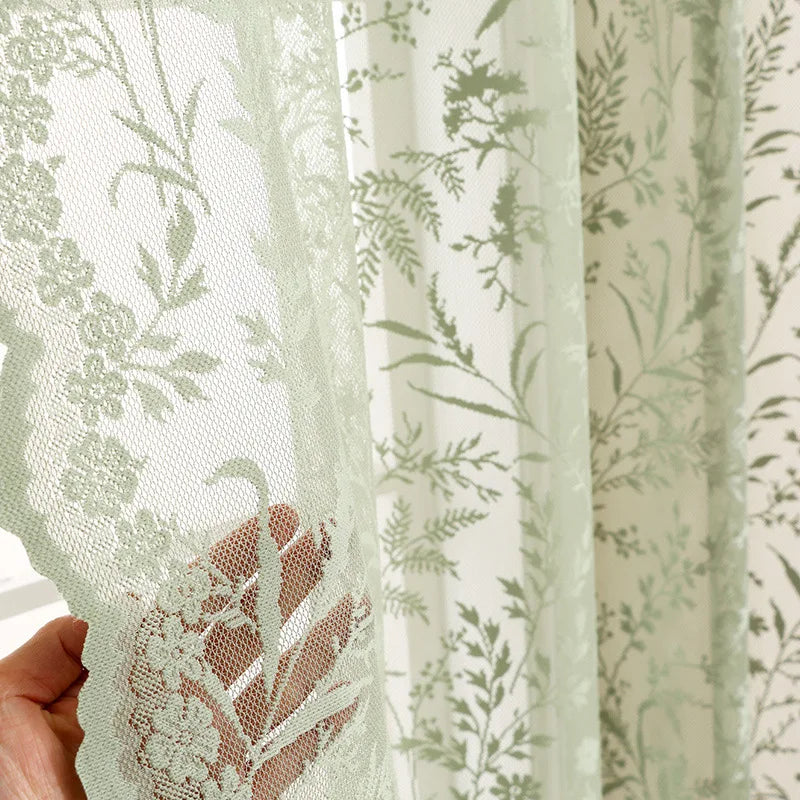 Lace Floral Sheer Curtain Panel for Living Room & Bedroom