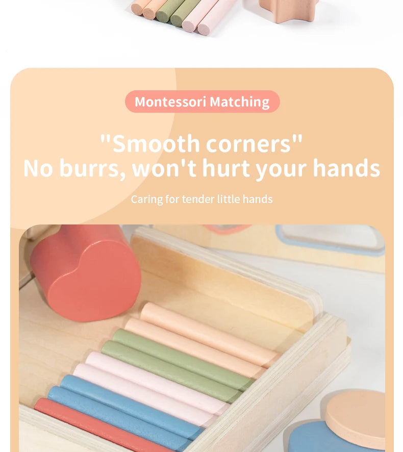 Montessori 4-in-1 Wooden Color Sorting & Shape Matching Box for Toddlers