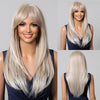 Rose Gold Layered Straight Wig with Bangs
