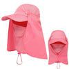 Pink UPF 50+ breathable wide brim sun hat for men and women shown in a folded state