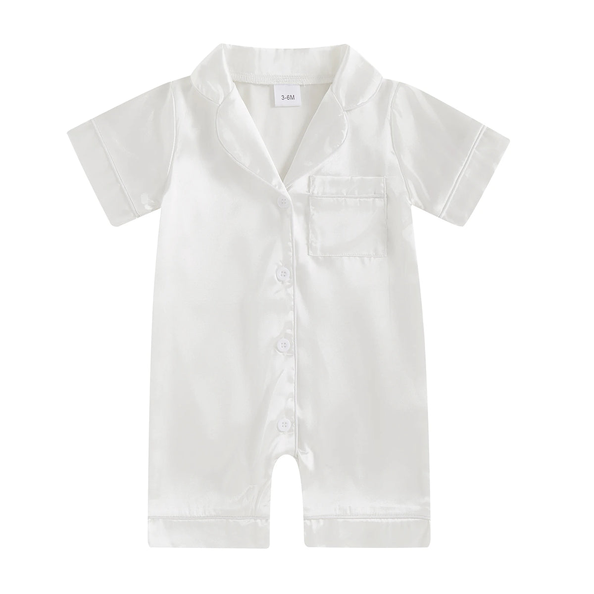 Satin Baby Pajama Jumpsuit with Button-Up Front