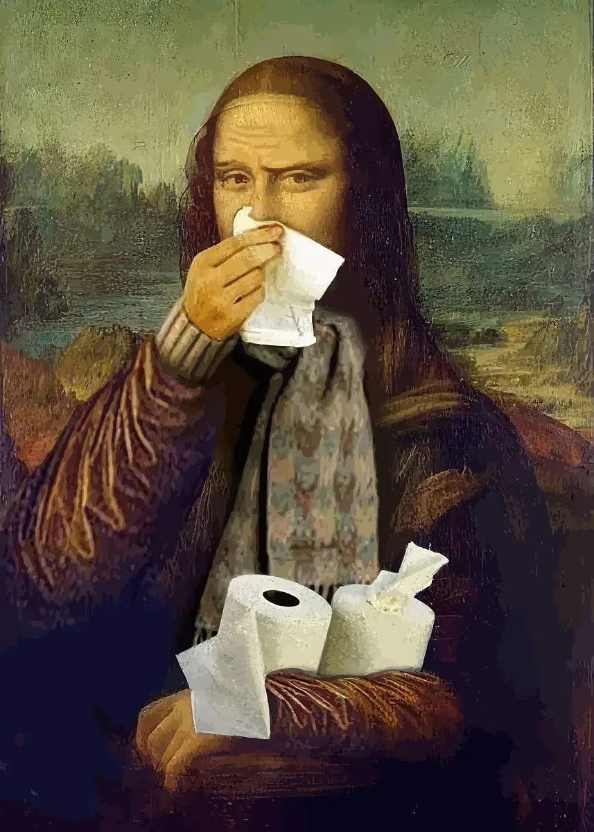 Mona Lisa Funny Bathroom Wall Art Canvas Print
