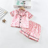 Kids' Cartoon Leopard Print Pajama Set with Short Sleeves