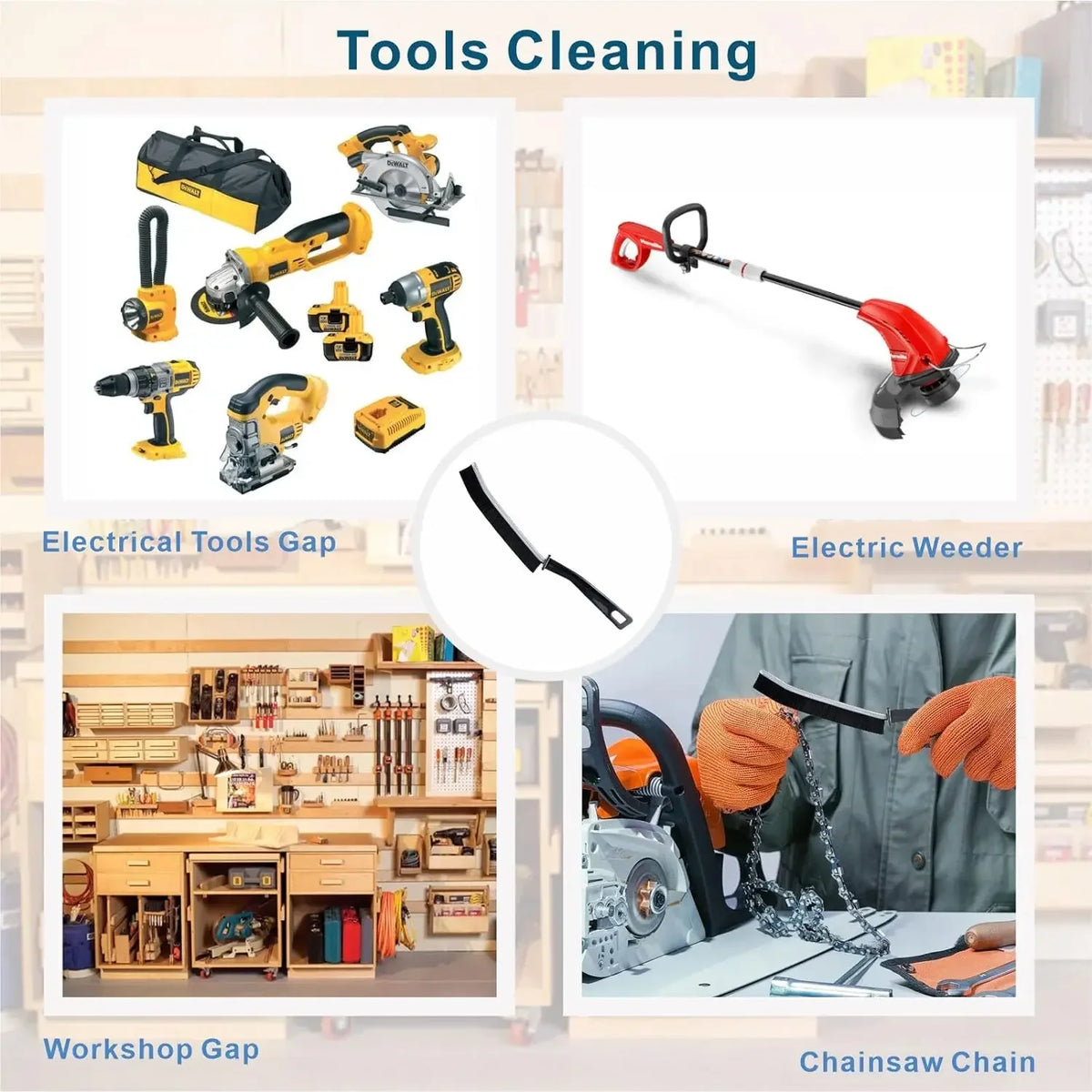 Hard-Bristled Crevice Cleaning Brush for Tight Spaces and Grout