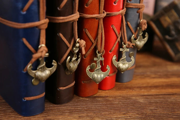 Vintage PU Leather Spiral Journal – Traveler's Notebook with Anchor Design