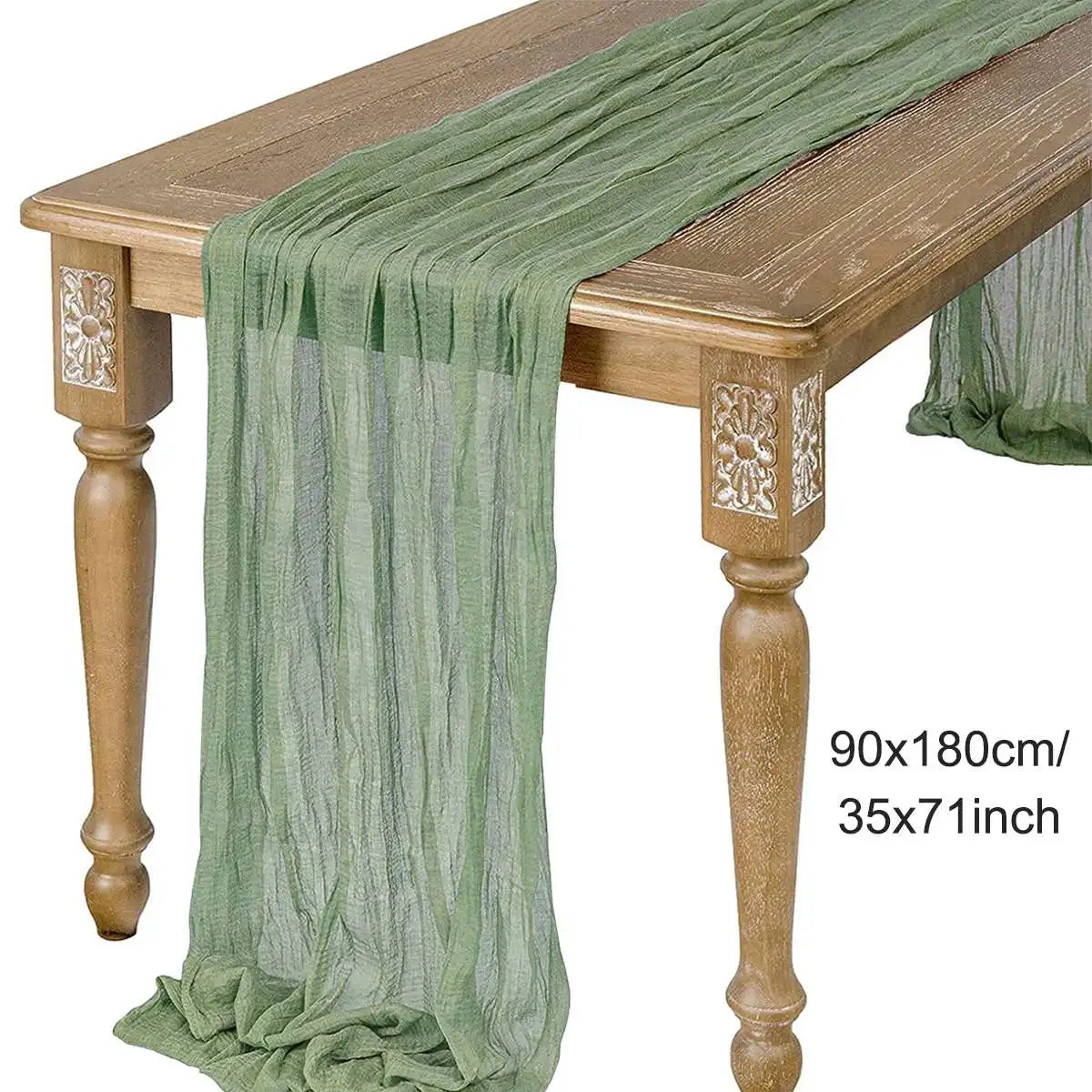 Semi-Sheer Gauze Table Runner in Sage